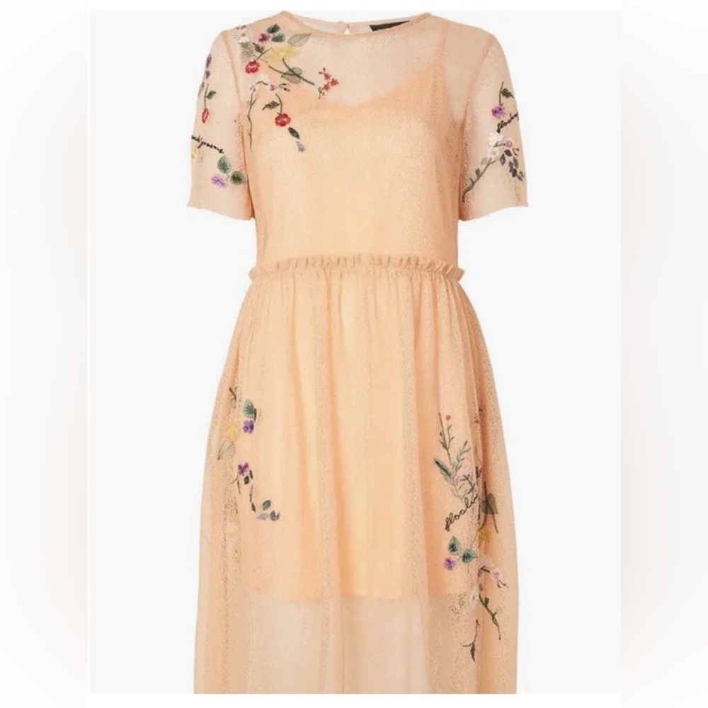 NWT Topshop Embroidered Mesh Midi Dress